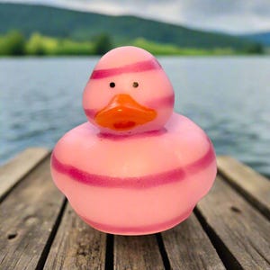 Striped Pink Rubber Duck Cruise Ducks Kids Bath Toy Stress Relief Debugging Rubber Ducky Easter Egg Rubber Duck Easter Basket Pink Duck