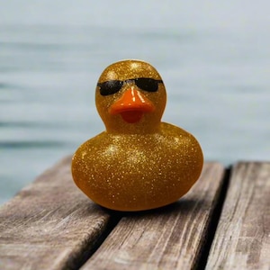 Glitter Gold Sunglasses Rubber Duck Cruise Ducks Kids Bath Toy Stress Relief Debugging Glitter Rubber Ducky Ducking Birthday Gifts