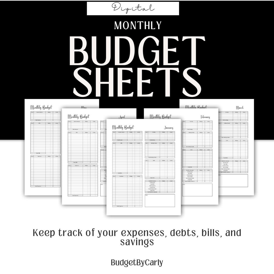Monthly Budget Sheets Etsy
