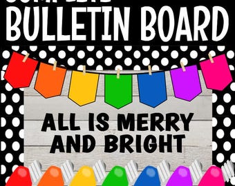 Kit completo de tablón de anuncios All is Merry and Bright para la decoración navideña del aula