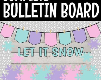 Kit bacheca completa Let it Snow con fiocchi di neve per le vacanze invernali e natalizie