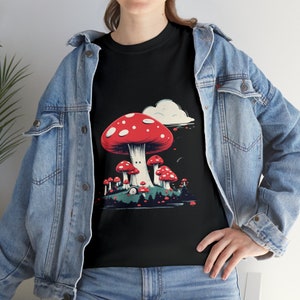 Oversized UNISEX T-shirt, Trippy Mushrooms, Retro Mushroom Tshirt, Goblincore Mushroom T-Shirt, Mushroom Hunting Tee, Festival Mushroom Tee