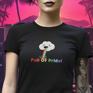 Full Of Pride - Cloud Barfing Rainbow Super Cute LGBTQ+ T-Shirt, Funny Cartoon Character Gay And Lesbian Ally Shirt For Men And Women