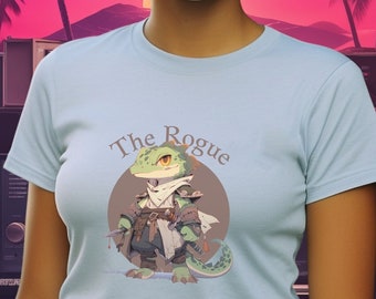 RPG Rogue Lizard T-Shirt, Anime Reptile Player Class Shirt, D&D Clothing, Fantasy Character Class Top, Role Playing Game Tee, Rogue Class