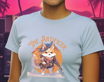 RPG Artificer Dog T-Shirt, Anime Puppy Player Class Shirt, D&D Clothing, Fantasy Character Class Top, Role Playing Game Tee, Artificer Class