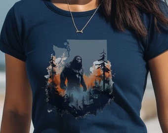 Gritty Sasquatch en la camiseta entusiasta al aire libre del noroeste del Pacífico, camiseta gráfica Bigfoot PNW del estado de Washington, regalo de papá patriótico, naturaleza