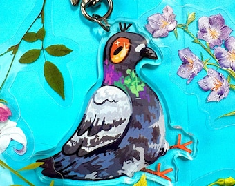 Pigeon Acrylic Keychain | Double Sided 2.5” Acrylic Charm