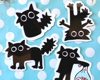 Dumme schwarze Katze Sticker Pack | Wasserfester Vinyl-Aufkleber | Handgemachte Sticker