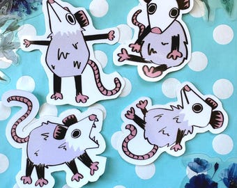 Possum Sticker Pack | Handmade Waterproof Stickers | Silly animal sticker