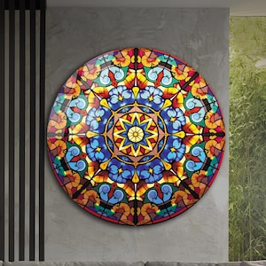 Tempered Glass Wall Art-Stained Round Wall Art Gift-Circle Wall Art-Tempered Glass Art-Glass Wall Decor-Abstract Glass Art-Round Wall Decor