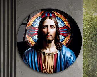 Jesus Tempered Glass Wall Art, Christ Wall Art, Jesus of Nazareth, Stained Glass Art, Glass Printing Wall Art Decor, Religious Wall Art Gift