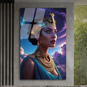 Cleopatra Tempered Glass Wall Art, Egyptian Cleopatra Art, Egyptian Goddess, Glass Printing, Egyptian Queen Wall Art, Wall Hangings Glass
