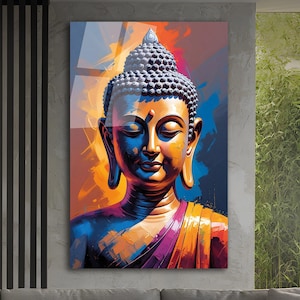 Buddha Wall Art-Buddha Wall Decor-Large Wall Art-Buddha Wall Painting Glass Printing-Hindu Wall Art-Tempered Glass Wall Art-Indian Wall Art