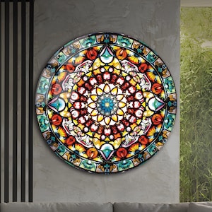 Tempered Glass Wall Art-Stained Round Wall Art Gift-Circle Wall Art-Tempered Glass Art-Glass Wall Decor-Abstract Glass Art-Round Wall Decor