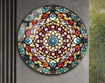 Tempered Glass Wall Art-Stained Round Wall Art Gift-Circle Wall Art-Tempered Glass Art-Glass Wall Decor-Abstract Glass Art-Round Wall Decor