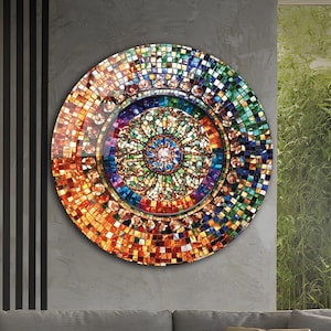 Tempered Glass Wall Art-Stained Round Wall Art Gift-Circle Wall Art-Tempered Glass Art-Glass Wall Decor-Abstract Glass Art-Round Wall Decor