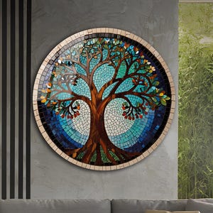 Stained Glass Painting Tree of Life, Stained Glass Window Glass Wall Art Work , Home Wall Decor, Wall Hangings Art Deco Panel, Stepdad Gift