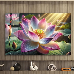 Tempered Glass Wall Art, Lotus Flower Wall Art, Glass Printing, Large Glass Wall Art, Lotus Wall Art, Photo on Glass, Glass Picture, Gift