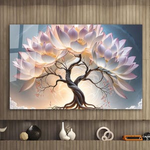 Tempered Glass Wall Art, Lotus Flower Wall Art, Glass Printing, Large Glass Wall Art, Lotus Wall Art, Photo on Glass, Glass Picture, Gift