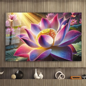 Tempered Glass Wall Art, Lotus Flower Wall Art, Glass Printing, Large Glass Wall Art, Lotus Wall Art, Photo on Glass, Glass Picture, Gift