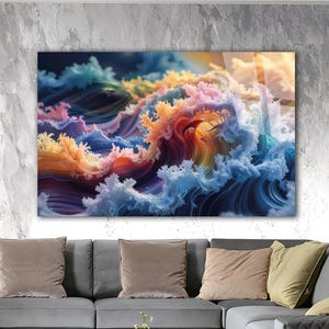 Abstract Tempered Glass Wall Art,Colorful Extra Large Panaromic Wall Decor,Office Gift, Modern Wall Decor, Christmas Gift,Hanging Wall Decor
