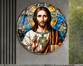 Jesus Tempered Glass Wall Art, Christ Wall Art, Jesus of Nazareth, Stained Glass Art, Glass Printing Wall Art Decor, Religious Wall Art Gift