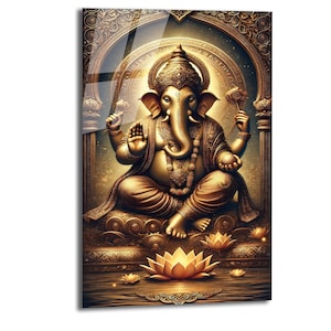 Ganesha Wall Art-Tempered Glass Wall Art-Glass Printing-Large Glass Wall Art-Custom Photo Glass-Abstract Glass Print-Ganesha Wall Decor