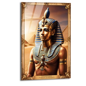Tutankhamun Glass Wall Art, Egyptian Pharaoh Art, Egyptian Wall Decor, Tempered Glass Art, Glass Printing, Large Wall Art, Egyptian Wall Art
