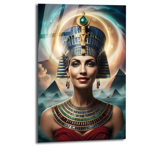 Cleopatra Tempered Glass Wall Art, Egyptian Cleopatra Art, Egyptian Goddess, Glass Printing, Egyptian Queen Wall Art, Wall Hangings Glass