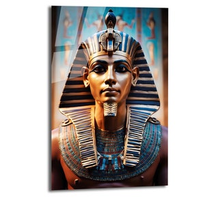 Tutankhamun Wall Art, King Tutankhamun Tempered Glass, Egypt Pharaoh Wall Art, Extra Large Wall Art, Glass Printing, Wall Hangings