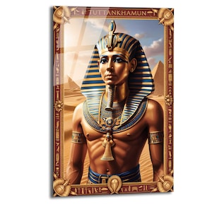 Tutankhamun Glass Wall Art, Glass Printing, Egyptian Decor, Egyptian Wall Art, Egyptian Pharaoh, Large Wall Art, Tempered Glass Wall Art