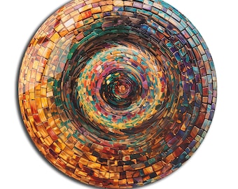 Gebrandschilderd gehard glas rond muurkunst decor, abstracte glazen muurschildering rond, huis muur decor, housewarming cadeau, gebrandschilderde wandkleden