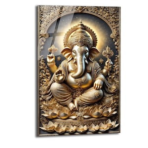 Ganesha Wall Art-Tempered Glass Wall Art-Glass Printing-Large Glass Wall Art-Custom Photo Glass-Abstract Glass Print-Ganesha Wall Decor