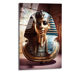Tutankhamun Glass Wall Art, Glass Printing, Egyptian Decor, Egyptian Wall Art, Egyptian Pharaoh, Large Wall Art, Tempered Glass Wall Art