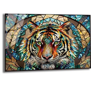 Stained Tiger Glass Wall Art | Tempered Glass Wall Art | Animal Wall Hangings | Interior Design Ideas | Home Decor | Housewarming Gift