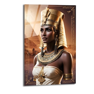Cleopatra Tempered Glass Wall Art, Egyptian Cleopatra Art, Egyptian Goddess, Glass Printing, Egyptian Queen Wall Art, Wall Hangings Glass
