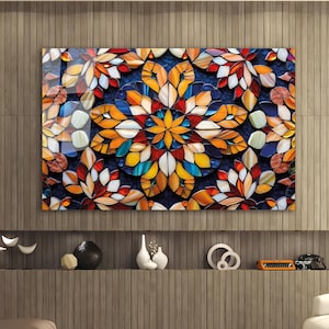 Tempered Glass Wall Art, Stained Glass Wall Decor, Home Decor, Living Room Wall Art, Decor For Bedroom, Extra Large Wall Art, Wall Hanging