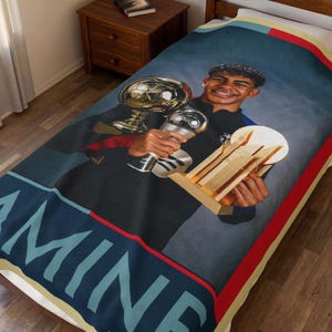 Lamine Yamal, Blaugrana Soccer Star Blanket, Barcelona Inspired Football Throw, Personalized blanket, Futbol , Spain, 10, la liga, Cules