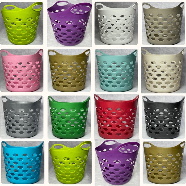 Plastic Laundry Basket Hamper 30 Littre Sorting Storage Basket Flexible Handle Clothes Bin Bucket for Bedroom & Bathroom Housewarming Gift.