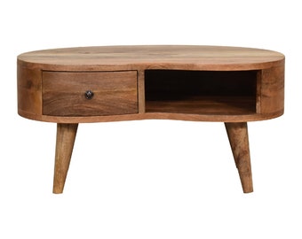 Mini Oak Wave Coffee Table - Rustic Wood Design - Perfect for Small Spaces