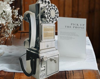 Audio Guestbook Re-usable Vintage Retro Payphone Wedding Phone, Custom Personalized Greeting Voice Recorder for Weddings, Birthdays, Parties