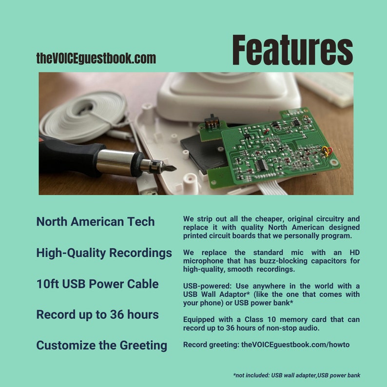 Audio Guestbook Reusable Vintage Style Retro Wedding Phone, Custom