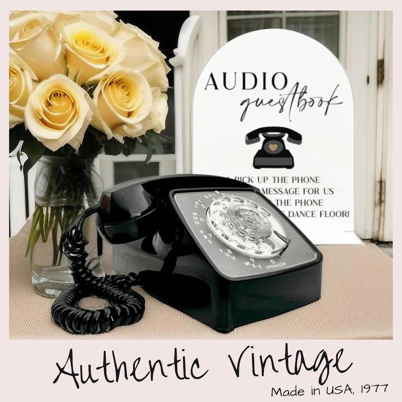 Audio Guestbook AUTHENTIC VINTAGE Re-usable Recorder Wedding Phone Ljud gästbok Audio-gastenboek Audio-Gästebuch Telephone Recording image 1