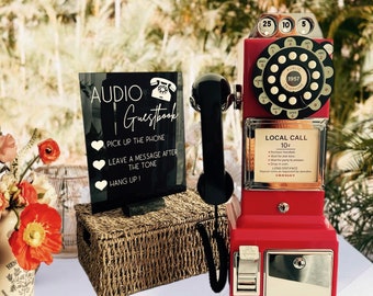 Audio Guestbook Phone Vintage Style Retro Payphone Wedding Phone, Birthday Bridal Shower Baby, Guest Book Alternative, Audiobook Telephone