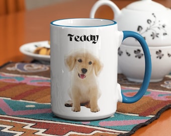 Aangepaste hond koffiemok, gepersonaliseerde hond mokken, hond foto mok, hond koffiemok, hond gezicht mok, aangepaste tweekleurige huisdier mok, hond eigenaar geschenken