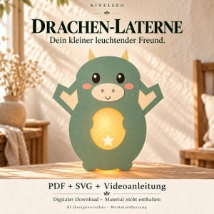 Drachen Laterne Bastelvorlage: PDF & SVG mit Videoanleitung für St. Martin
