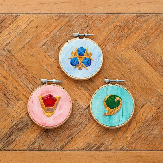 Legend of Zelda Ocarina of Time Spiritual Stones • Embroidered Set