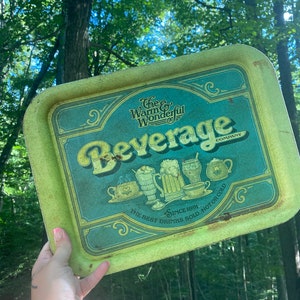 Vintage 70s Beverage Serving Tray, Bar Decor
