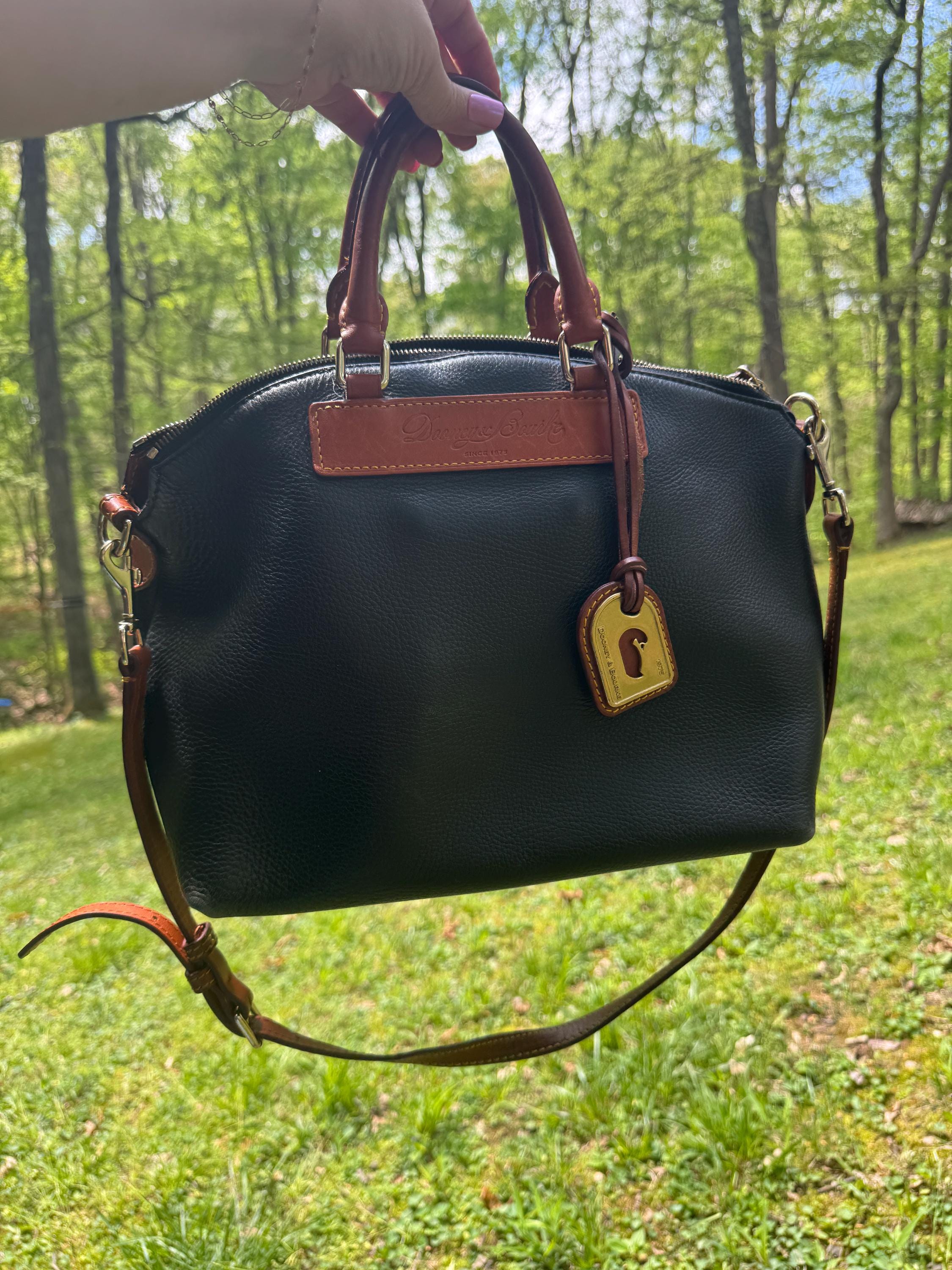 Dooney & Bourke Black Leather Domed Satchel Bag Florentine