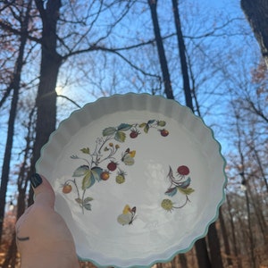 Vintage Royal Worcester Strawberry Fair Ceramic Pie Tart Quiche Dish 8.5&quot; Bakeware